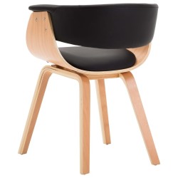 Chaise à manger noir bois courbé et similicuir 
