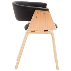 Chaise à manger noir bois courbé et similicuir 