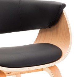 Chaise à manger noir bois courbé et similicuir 