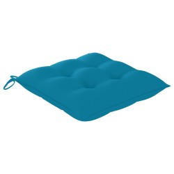 Chaise à bascule avec coussin bleu clair Bois de teck solide 