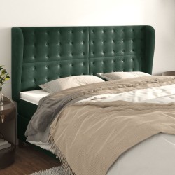 Tête de lit avec oreilles Vert foncé 163x23x118/128 cm Velours 