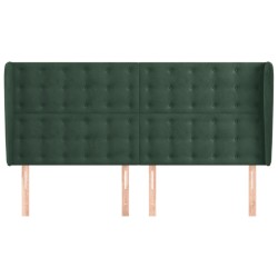 Tête de lit avec oreilles Vert foncé 163x23x118/128 cm Velours 