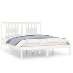Cadre de lit sans matelas blanc bois massif 160x200 cm 