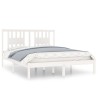 Cadre de lit sans matelas blanc bois massif 160x200 cm 