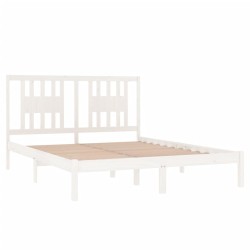 Cadre de lit sans matelas blanc bois massif 160x200 cm 