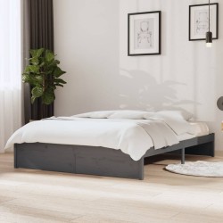 Cadre de lit sans matelas gris bois massif 140x190 cm 