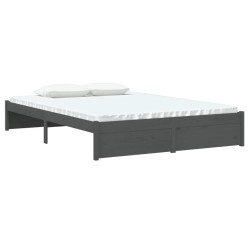 Cadre de lit sans matelas gris bois massif 140x190 cm 