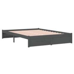 Cadre de lit sans matelas gris bois massif 140x190 cm 