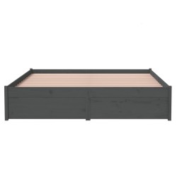 Cadre de lit sans matelas gris bois massif 140x190 cm 