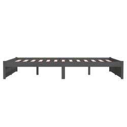 Cadre de lit sans matelas gris bois massif 140x190 cm 