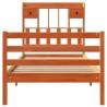 Lit bibliothèque sans matelas cire marron 75x190 cm pin massif 