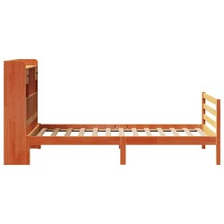 Lit bibliothèque sans matelas cire marron 75x190 cm pin massif 