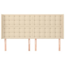 Tête de lit avec oreilles Crème 163x16x118/128 cm Tissu 