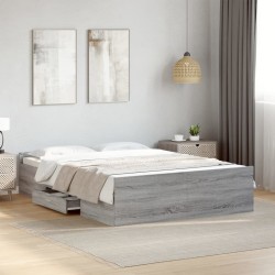 Cadre de lit avec tiroirs sans matelas sonoma gris 120x190 cm 