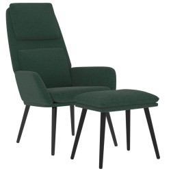 Chaise de relaxation avec tabouret Vert foncé Tissu 