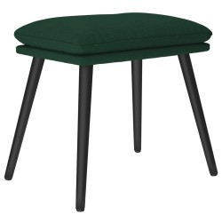 Chaise de relaxation avec tabouret Vert foncé Tissu 