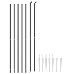 Clôture en treillis métallique et ancrage anthracite 2x10 m 