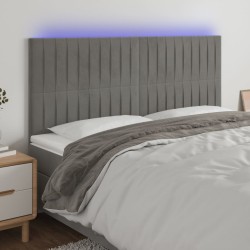 Tête de lit à LED Gris clair 160x5x118/128 cm Velours 