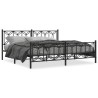 Cadre de lit métal sans matelas avec pied de lit noir 193x203cm 