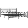 Cadre de lit métal sans matelas avec pied de lit noir 193x203cm 
