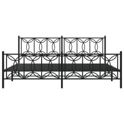 Cadre de lit métal sans matelas avec pied de lit noir 193x203cm 