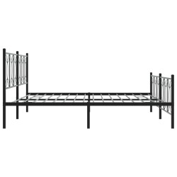 Cadre de lit métal sans matelas avec pied de lit noir 193x203cm 