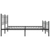 Cadre de lit métal sans matelas avec pied de lit noir 193x203cm 