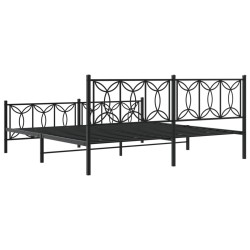Cadre de lit métal sans matelas avec pied de lit noir 193x203cm 
