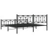 Cadre de lit métal sans matelas avec pied de lit noir 193x203cm 