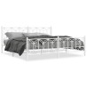 Cadre de lit métal sans matelas et pied de lit blanc 193x203 cm 