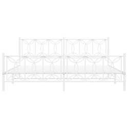 Cadre de lit métal sans matelas et pied de lit blanc 193x203 cm 