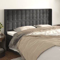 Tête de lit avec oreilles Gris foncé 163x16x118/128 cm Velours 