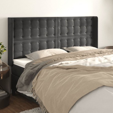 Tête de lit avec oreilles Gris foncé 163x16x118/128 cm Velours 