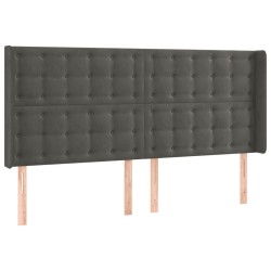 Tête de lit avec oreilles Gris foncé 163x16x118/128 cm Velours 