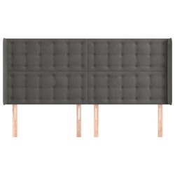 Tête de lit avec oreilles Gris foncé 163x16x118/128 cm Velours 
