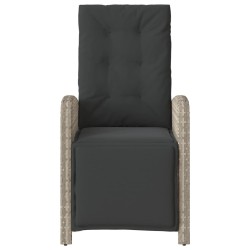 Chaise inclinable de jardin avec repose-pied gris clair rotin 