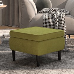 Tabouret avec pieds en bois Vert clair Velours 
