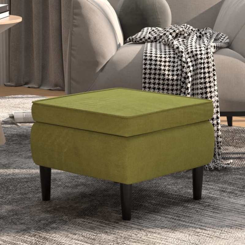Tabouret avec pieds en bois Vert clair Velours 