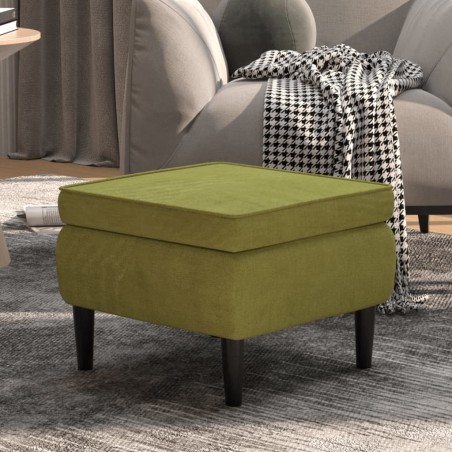 Tabouret avec pieds en bois Vert clair Velours 