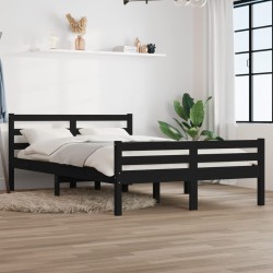 Cadre de lit sans matelas noir bois massif 150x200 cm 