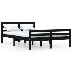 Cadre de lit sans matelas noir bois massif 150x200 cm 