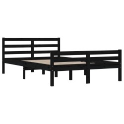 Cadre de lit sans matelas noir bois massif 150x200 cm 