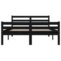 Cadre de lit sans matelas noir bois massif 150x200 cm 