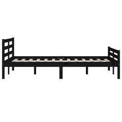 Cadre de lit sans matelas noir bois massif 150x200 cm 