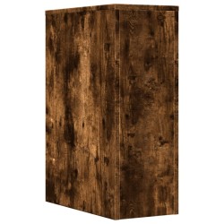 Armoire de salle de bain étroite avec roulettes chêne fumé 