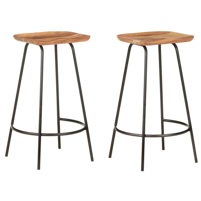 Tabourets de bar lot de 2 bois d'acacia solide Tabourets de bar lot de 2 bois d'acacia solide