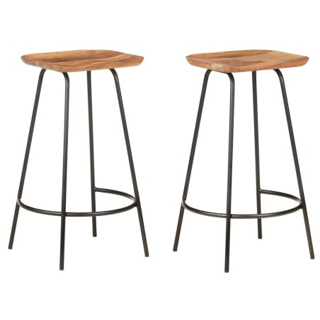 Tabourets de bar lot de 2 bois d'acacia solide 