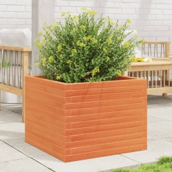 Jardinière cire marron 60x60x46 cm bois de pin massif 