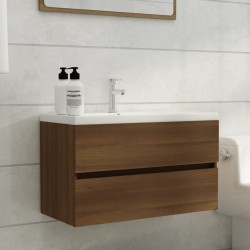 Armoire d'évier Chêne marron 80x38,5x45 cm Bois d'ingénierie 