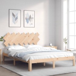 Cadre de lit sans matelas bois de pin massif 